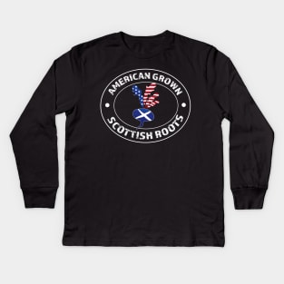 American grown with scottish roots shirt scottish pride Kids Long Sleeve T-Shirt